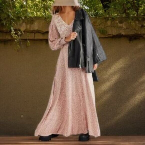 Free People Love Story Floral-Print Maxi Dress Tea Combo XS NWT - Picture 2 of 3